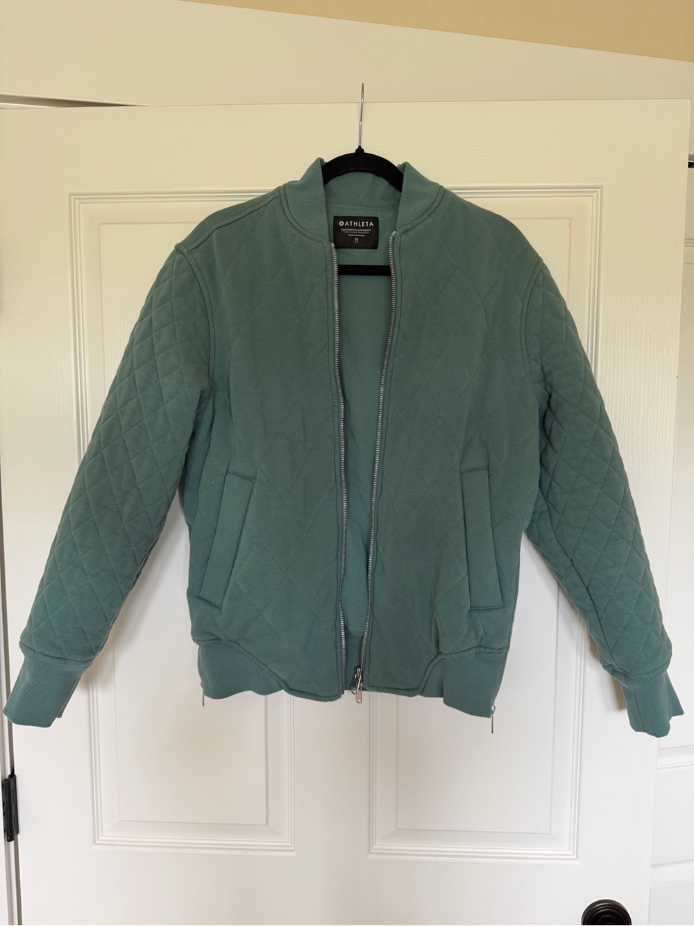 Athleta Quilted Bomber Jacket in Teal